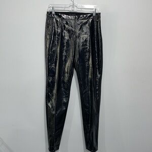 Armani Exchange size 6 pleather pants shiny black ankle length 29” inseam